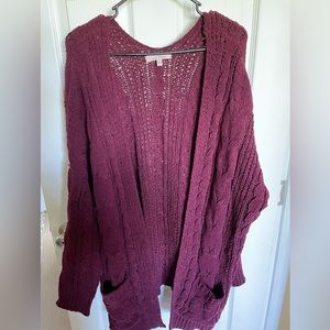 Love Tree Burgundy Cardigan
